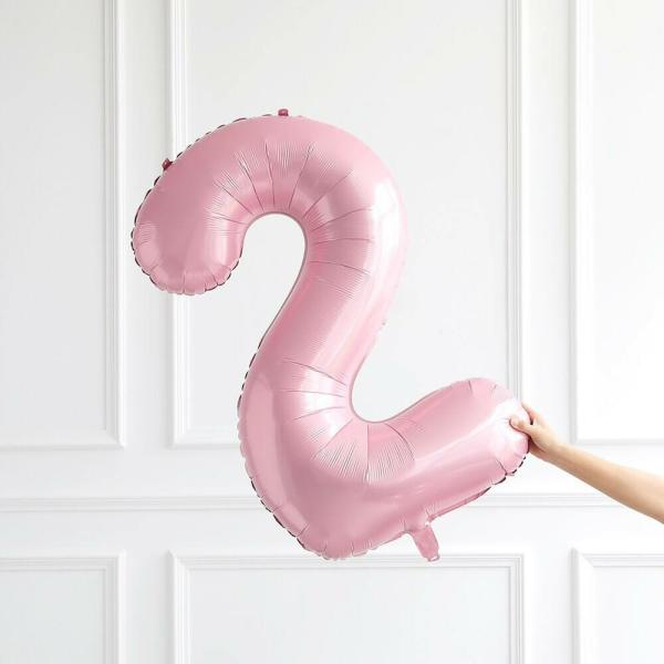 40-Inch Jumbo Pastel Pink Number 2 Foil Balloon  |   Number Balloons