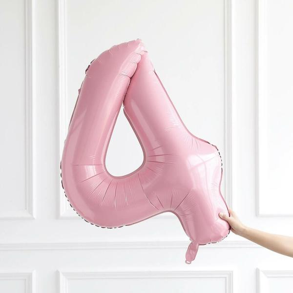 40-Inch Jumbo Pastel Pink Number 4 Foil Balloon  |   40-Inch Numbers