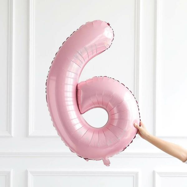 40-Inch Jumbo Pastel Pink Number 6 Foil Balloon  |   40-Inch Numbers