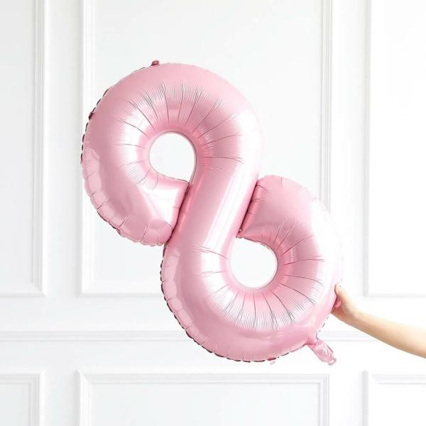 40-Inch Jumbo Pastel Pink Number 8 Foil Balloon  |   Number Balloons