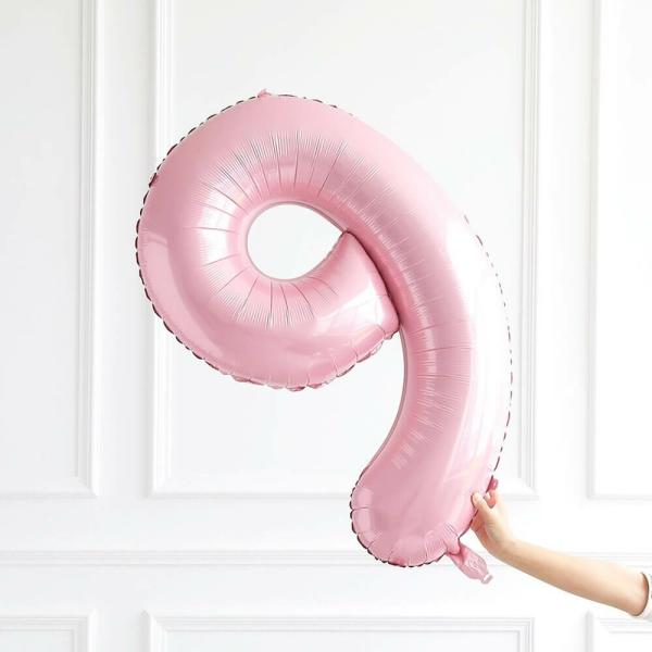 40-Inch Jumbo Pastel Pink Number 9 Foil Balloon  |   Number Balloons