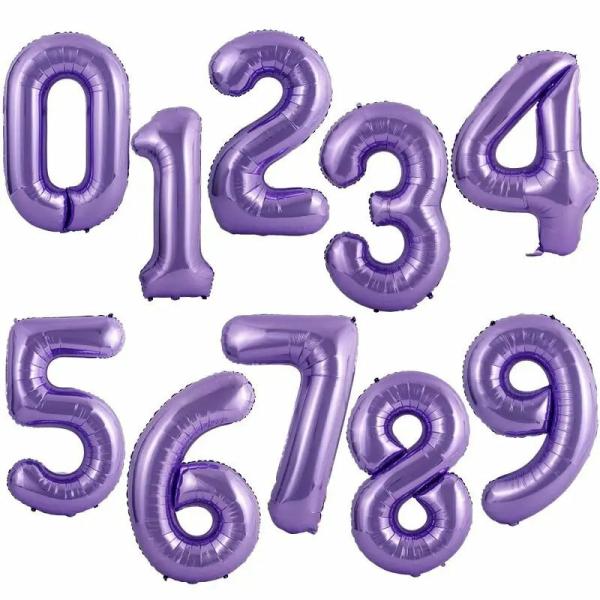 40-Inch Jumbo Purple 0-9 Number Foil Balloon  |   40-Inch Numbers