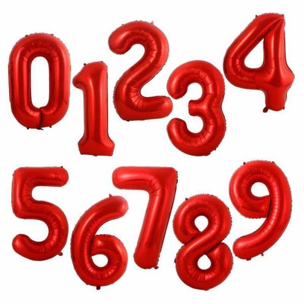 40-Inch Jumbo Red 0-9 Number Foil Balloon  |   40-Inch Numbers