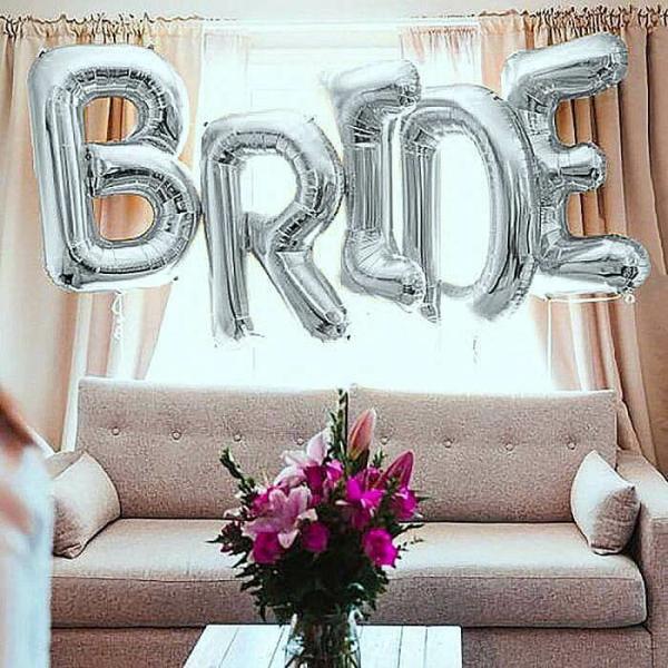 40-Inch Jumbo Silver Bride Foil Balloon Banner  |   40-Inch Numbers