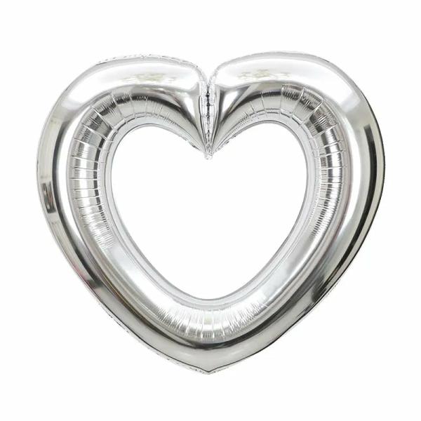 40-Inch Jumbo Silver Hollow Heart Foil Balloon  |   40-Inch Numbers