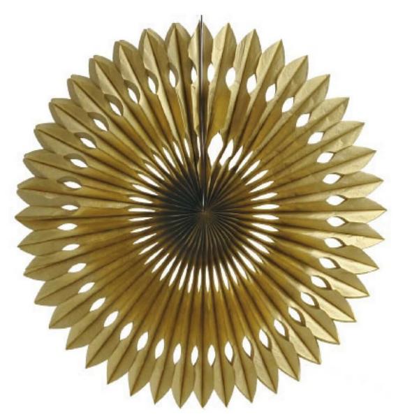 40Cm Metallic Gold Paper Decorative Fan  |   Decorative Fans