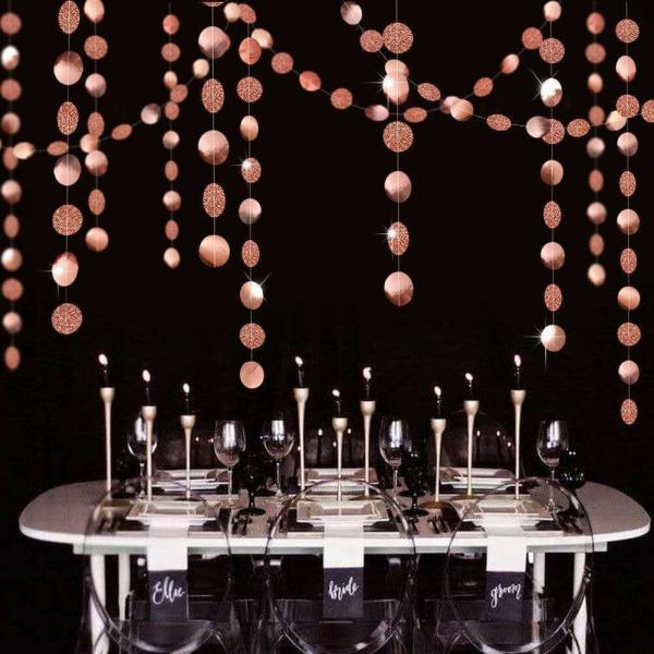 4M Rose Gold Glitter Circle Polka Dot Paper Garland  |   Paper Garlands