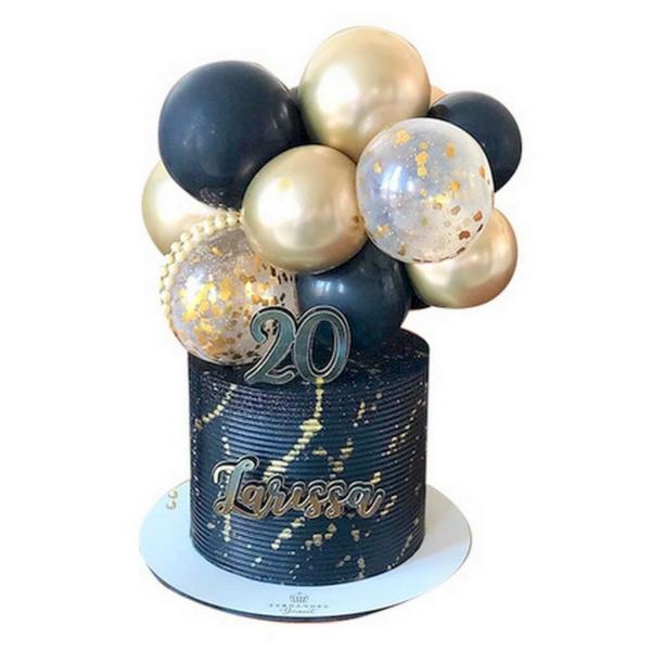 5" Mini Chrome Gold & Royal Blue Balloon Cake Topper Kit  |   Mini Balloons