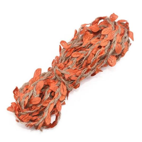 5M Artificial Orange Leaf Hessian Burlap Ribbon Roll  |   Ribbon Rolls