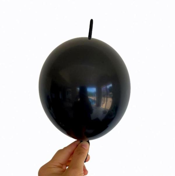 6" Mini Latex Linking Tail Balloon 10 Pack – Black  |   Tail Balloons