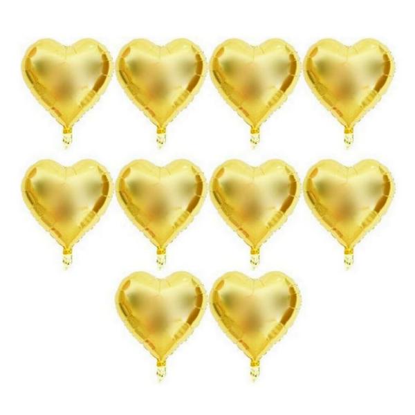 9-Inch Mini Gold Heart Foil Balloons 10Pk  |   Shaped Balloons