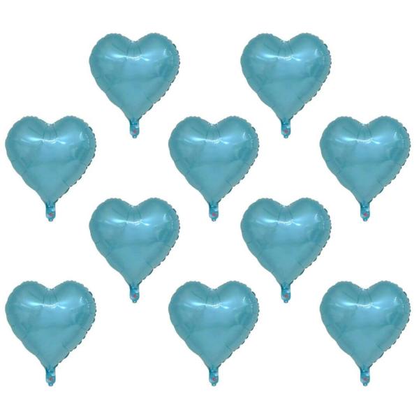 9-Inch Mini Light Blue Heart Foil Balloons 10Pk  |   Shaped Balloons