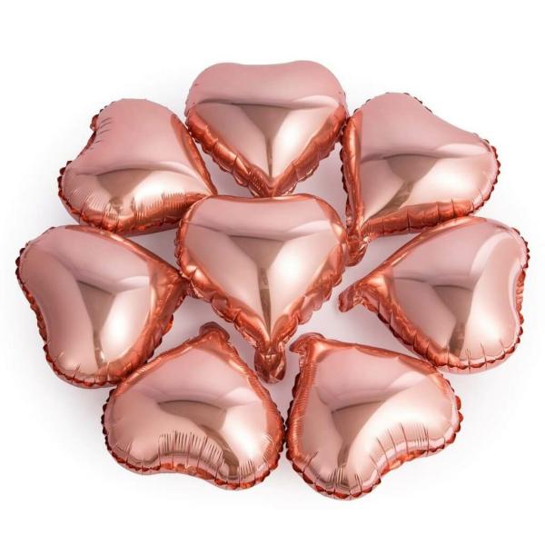 9-Inch Mini Rose Gold Heart Foil Balloons 10Pk  |   Shaped Balloons