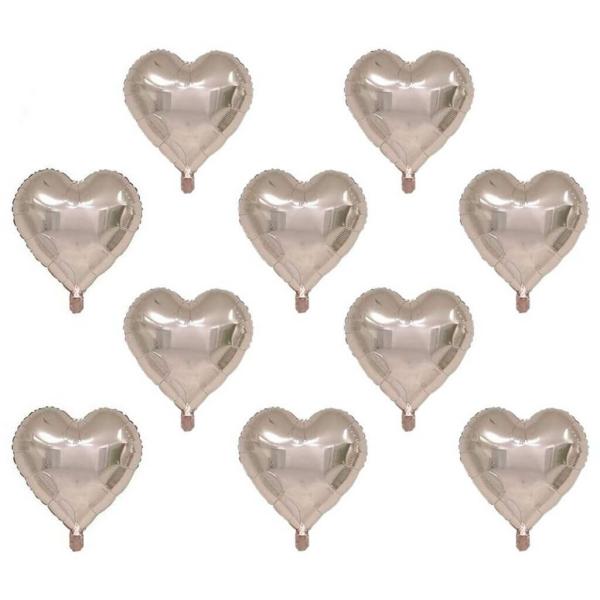 9-Inch Mini Silver Heart Foil Balloons 10Pk  |   Shaped Balloons