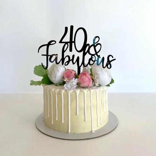 Acrylic Black ’40 & Fabulous’ Cake Topper  |   Age