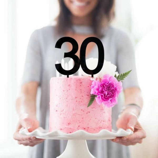 Acrylic Black Age 30 Cake Topper  |   Numbers