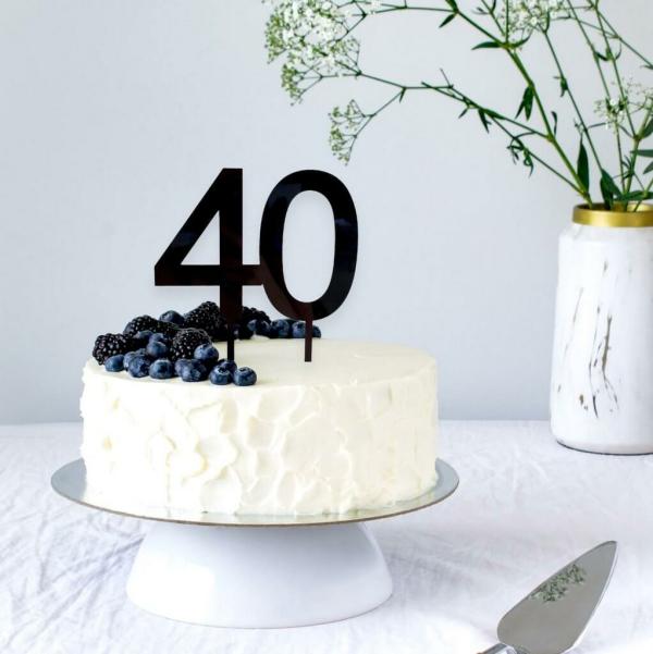 Acrylic Black Age 40 Cake Topper  |   Numbers