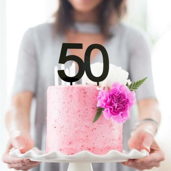 Acrylic Black Age 50 Cake Topper  |   Age