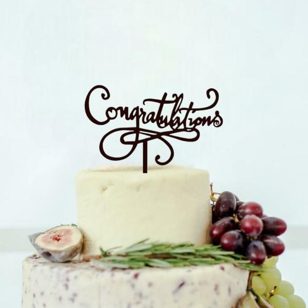 Acrylic Black ‘Congratulations’ Cake Topper  |   Baby Shower