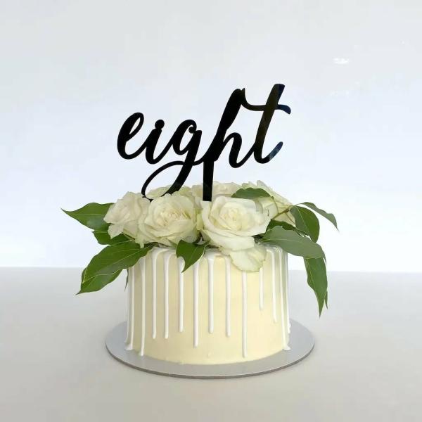 Acrylic Black ‘Eight’ 8Th Birthday Cake Topper  |   Age