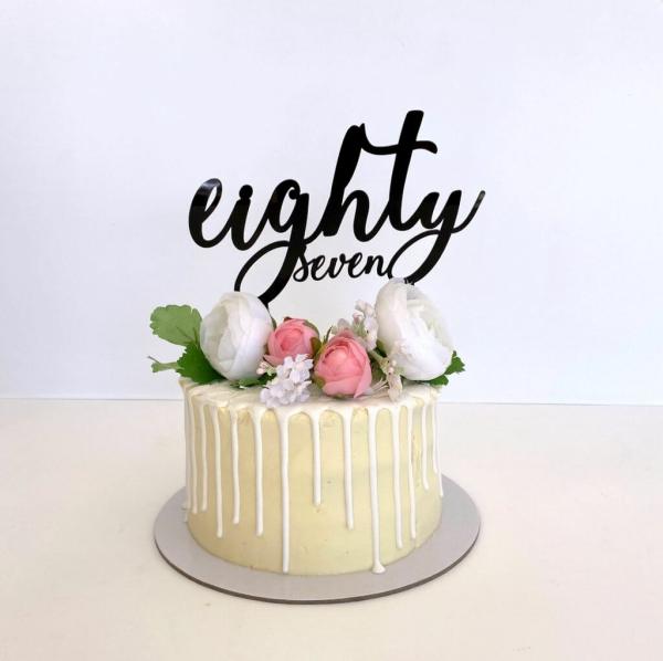 Acrylic Black ‘Eighty Seven’ Birthday Cake Topper  |   Birthday