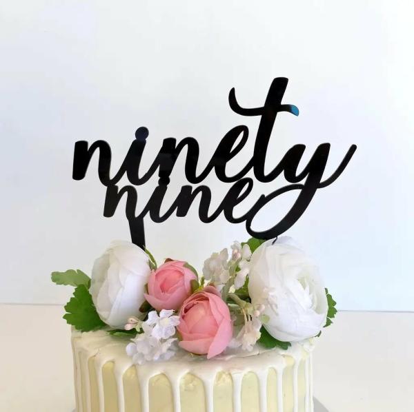 Acrylic Black ‘ninety Nine’ Birthday Cake Topper  |   Birthday