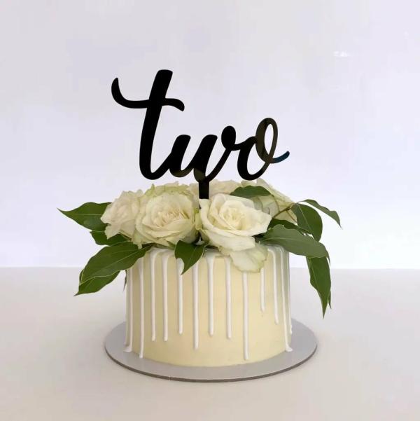 Acrylic Black ‘Two’ Birthday Cake Topper  |   Birthday