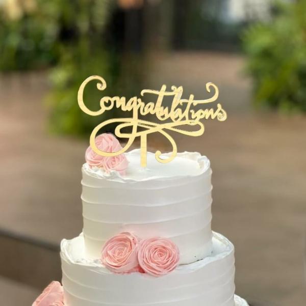 Acrylic Gold ‘Congratulations’ Cake Topper  |   Baby Shower