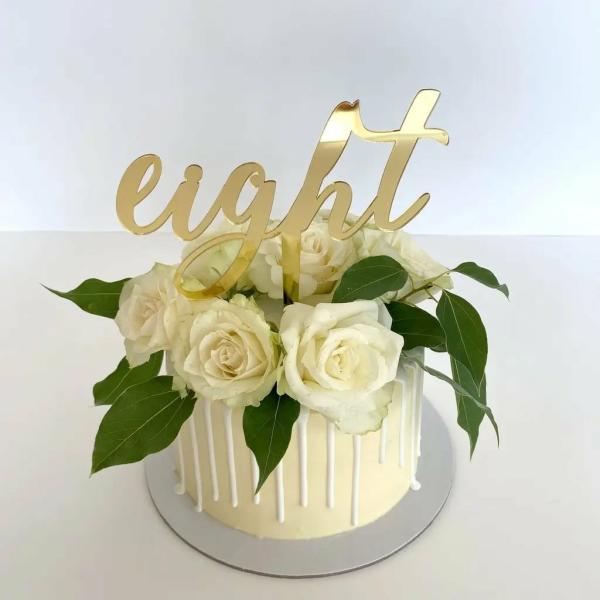 Acrylic Gold ‘Eight’ 8Th Birthday Cake Topper  |   Birthday