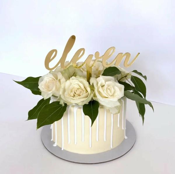 Acrylic Gold ‘Eleven’ 11Th Birthday Cake Topper  |   Age