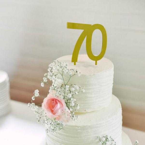 Acrylic Gold Mirror Number 70 Cake Topper  |   Age