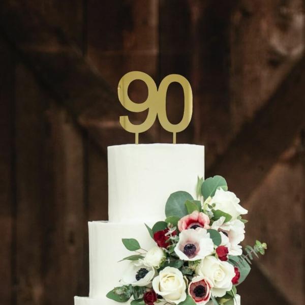 Acrylic Gold Mirror Number 90 Cake Topper  |   Numbers