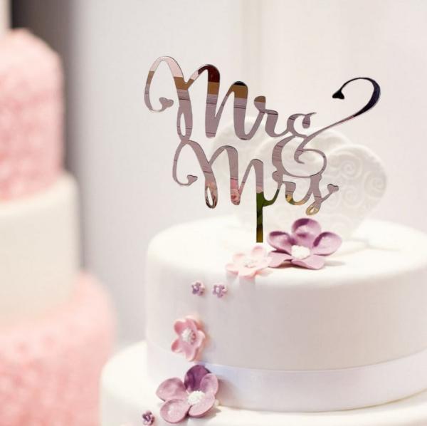 Acrylic Rose Gold ‘Mr And Mrs’ Cake Topper  |   Wedding