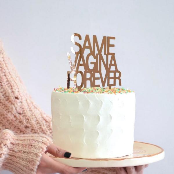 Acrylic Rose Gold ‘same Vagina Forever’ Cake Topper  |   Naughty Hen Party