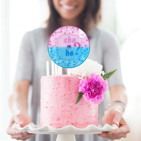 Acrylic ‘she Or He’ Gender Reveal Cake Topper  |   Baby Shower