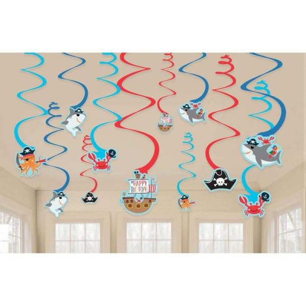 Ahoy Birthday Spiral Swirls Hanging Decorations  |   Swirls