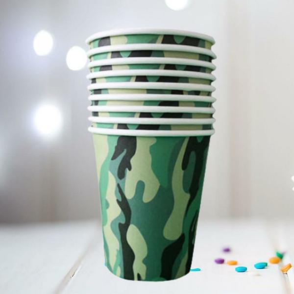 Army Camouflage Paper Cups 266Ml 10Pk  |   Party Cups