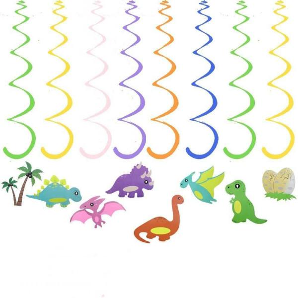 Baby Dinosaur Party Hanging Swirl Decorations  |   Swirls