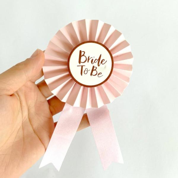 Baby Pink ‘Bride To Be’ Ribbon Rosette Badge  |   Award Ribbons