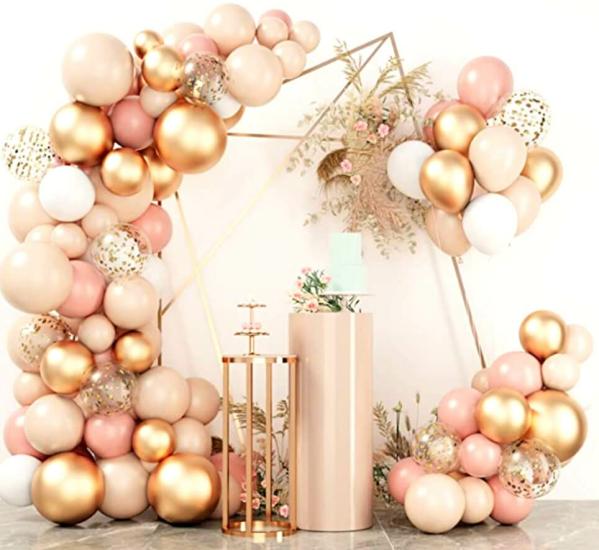 Balloon Garland Diy Kit 101Pcs – Retro Apricot, Pink & Chrome Gold  |   Balloon Garlands