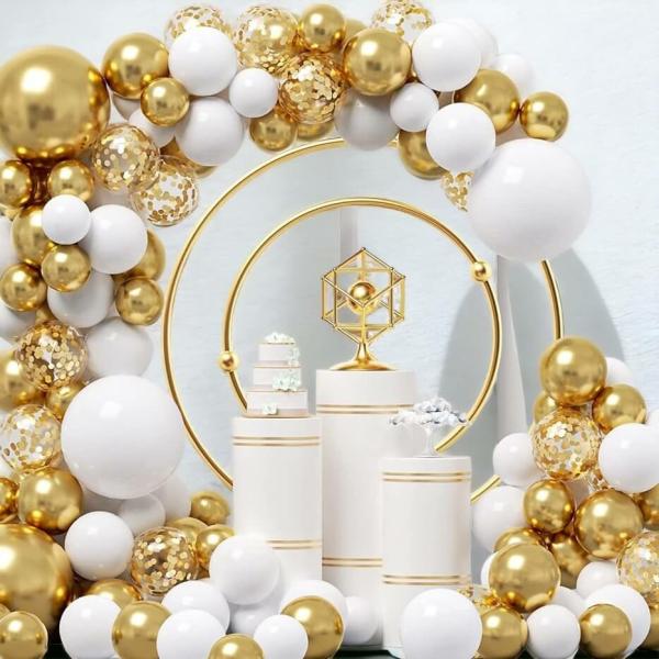 Balloon Garland Diy Kit 124Pcs – Chrome Gold & White  |   Balloon Garlands