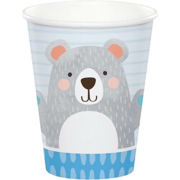 Birthday Bear Paper Cups 266Ml 8Pk  |   Party Cups