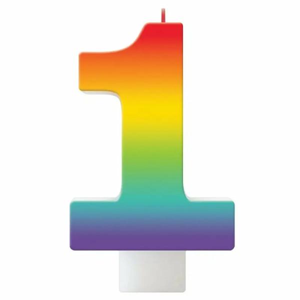 Birthday Celebration Rainbow Number 1 Candle  |   Candles