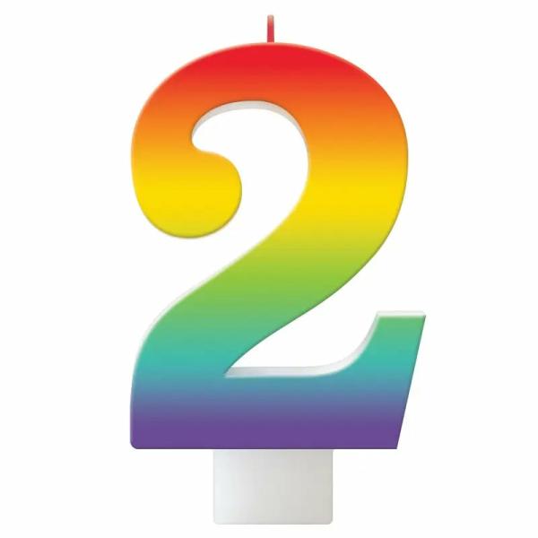 Birthday Celebration Rainbow Number 2 Candle  |   Candles