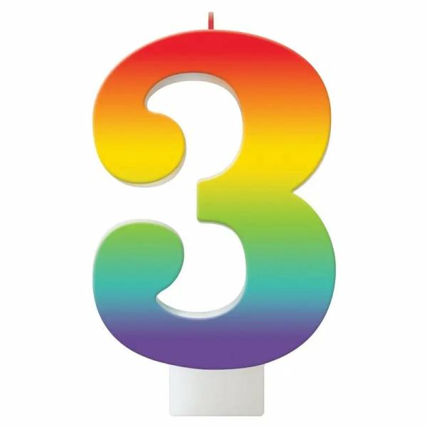 Birthday Celebration Rainbow Number 3 Candle  |   Candles