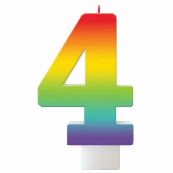 Birthday Celebration Rainbow Number 4 Candle  |   Candles