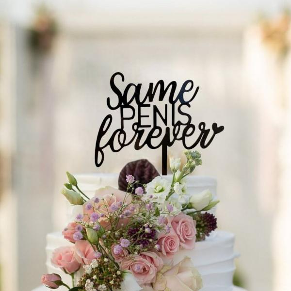 Black Acrylic ‘same Penis Forever’ Cake Topper  |   Naughty Hen Party