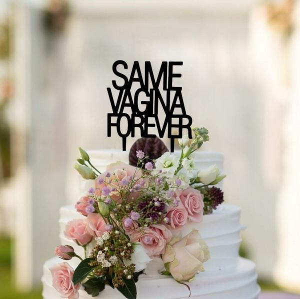 Black Acrylic ‘same Vagina Forever’ Cake Topper  |   Naughty Hen Party