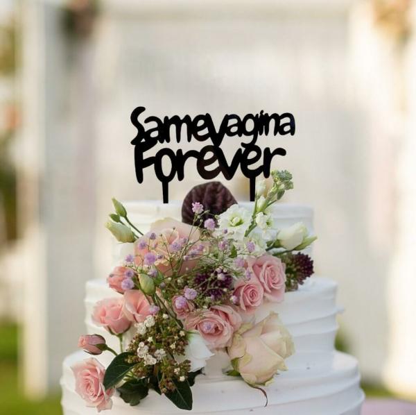 Black Acrylic ‘same Vagina Forever’ Cake Topper  |   Naughty Hen Party