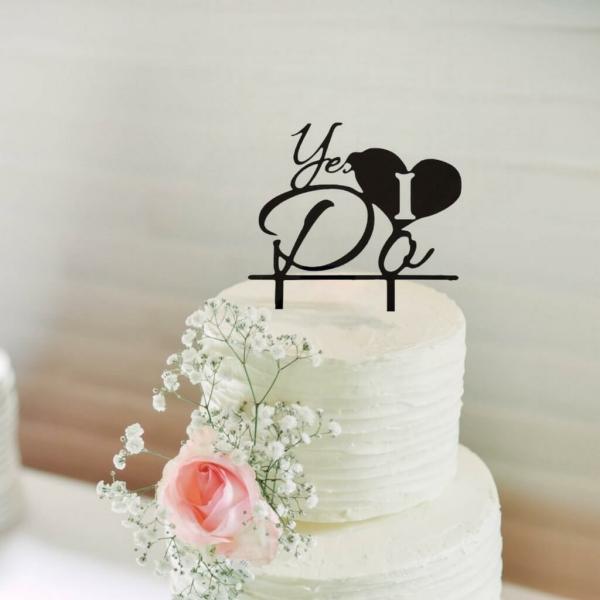 Black Acrylic ‘Yes I Do’ Wedding Cake Topper  |   Wedding